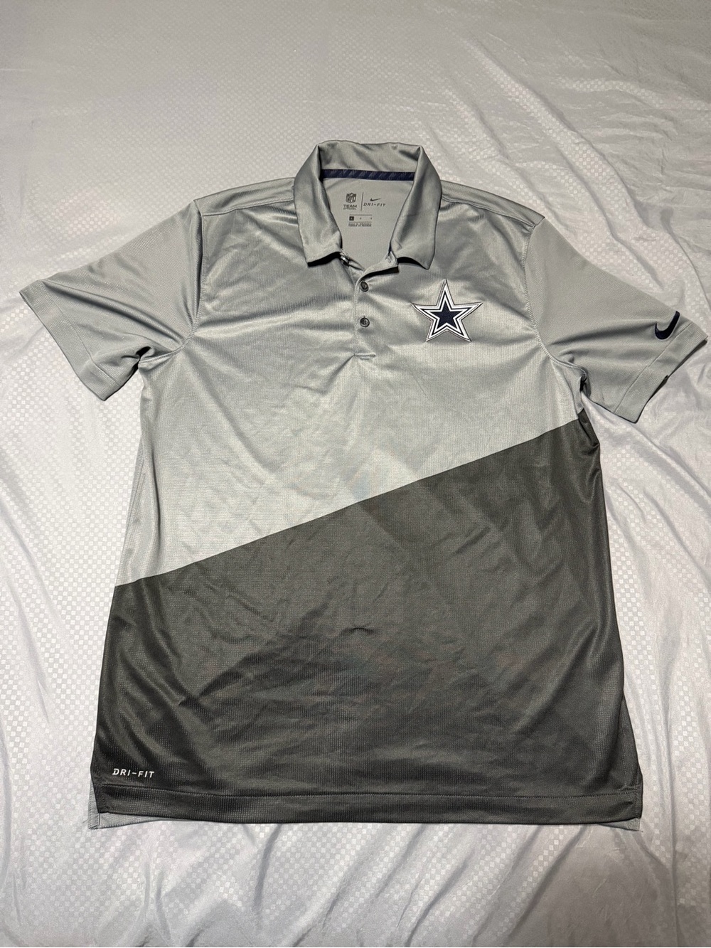 Size L - Nike Dri-FIT Dallas Cowboys NFL Team Apparel Polo Shirt Mens Gray/Black